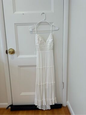White Lace Tiered Maxi Dress - Women